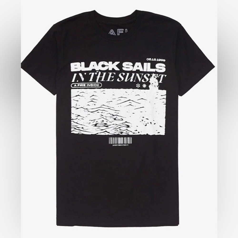 AFI-Black Sails In The Sunset Album Art TShirt-Junior’s Size: Small-Black-NEW!!